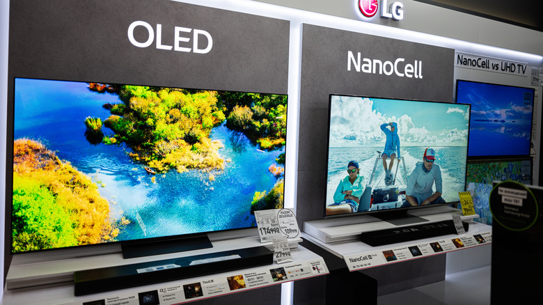 LG OLED and Nanocell TVs on display in a store