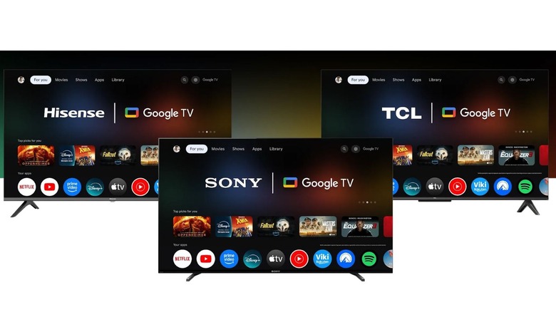Sony, TCL and Hisense Google TVs on display