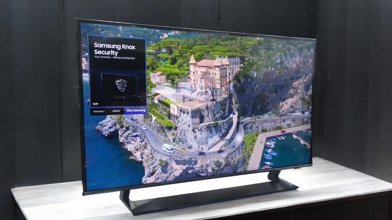 Samsung TV showing Knox Security feature on top of a video