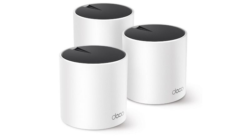 TP-Link Deco X55 wi-fi mesh system on a white background