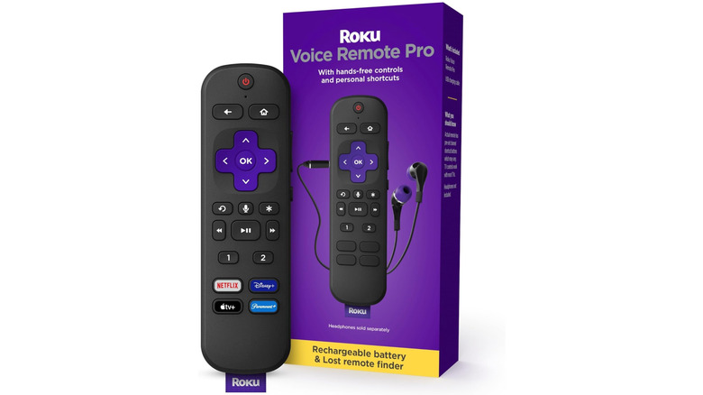 The Roku Voice Remote Pro next to its packaging