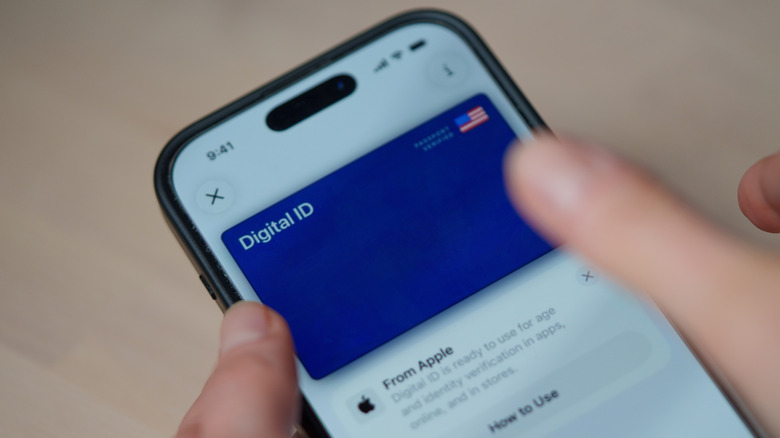 A person opens their blue Digital ID in their Apple Wallet.