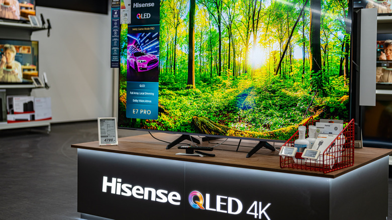 Hisense QLED 4K TV on display in a store