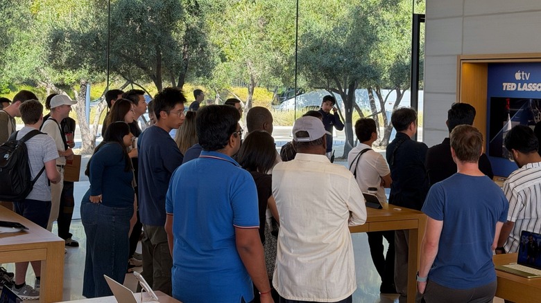 Customers at the Apple Park Visitor Center to watch Apple's September keynote