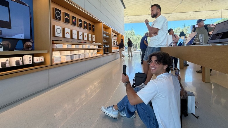Man reacting to the introduction of the iPhone Duo
