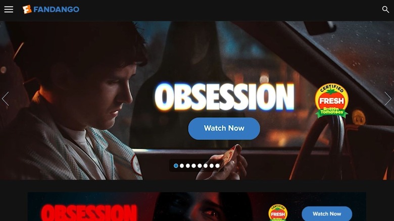 Screenshot of the Fandango streaming website with the new name and logo visible