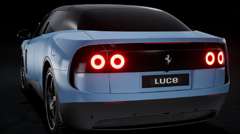 A view of the rear of the Ferrari Luce EV