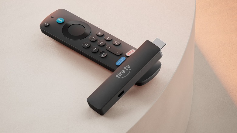Amazon's Fire TV Stick HD model on a white surface