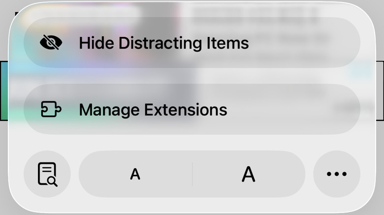 A cropped version of a screenshot showing the Page Menu of Safari for iOS