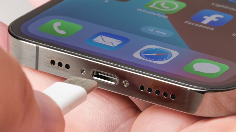 A picture of an iPhone and its charging cable