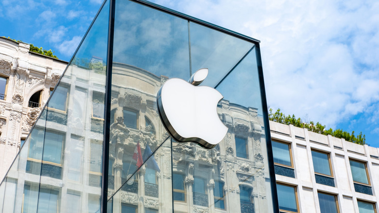 An Apple retail store logo.