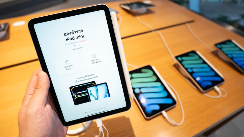 iPad mini 7 in hand.