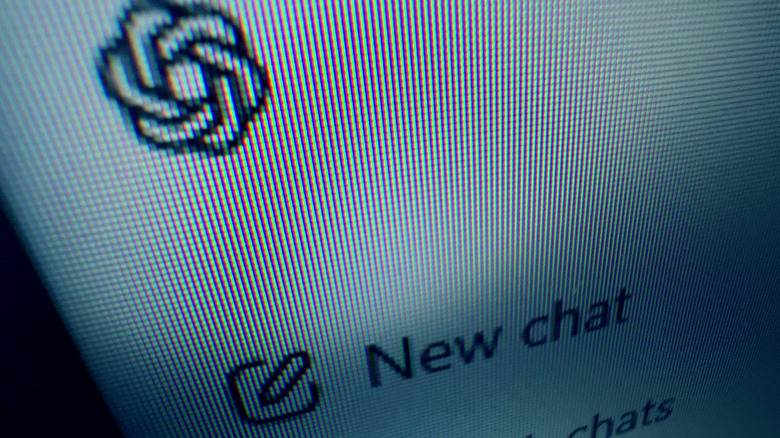 close-up of screen showing chatgpt logo and new chat option