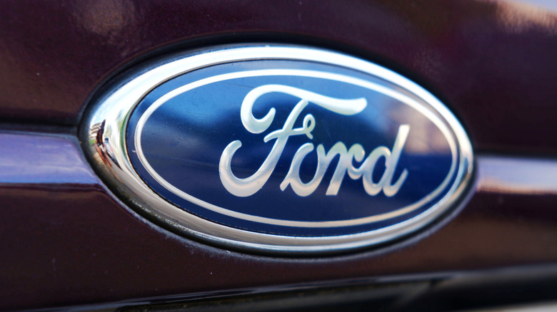 Ford logo on grille of SUV or truck