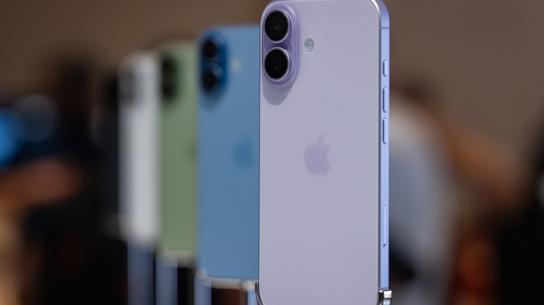 The standard iPhone 17 models on display.