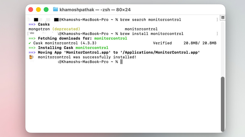Homebrew commands being used to install apps via the Terminal.