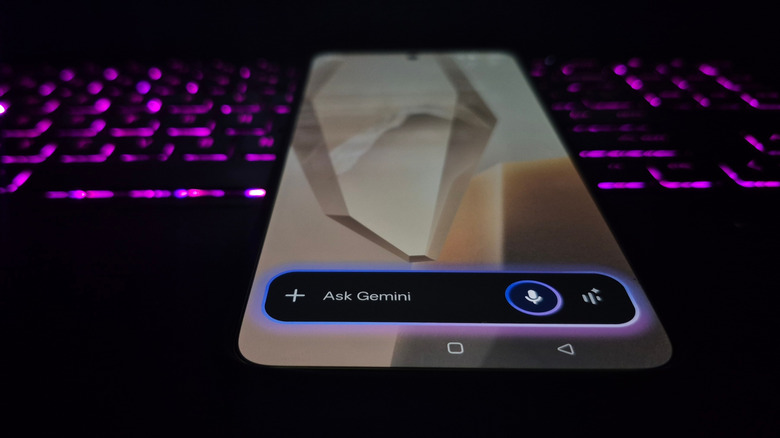 smartphone with ask gemini in search box on home screen