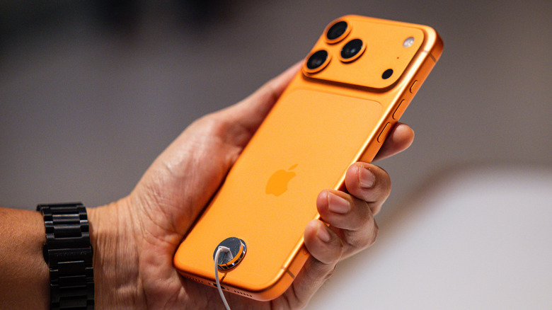 The iPhone 17 Pro Max in hand.