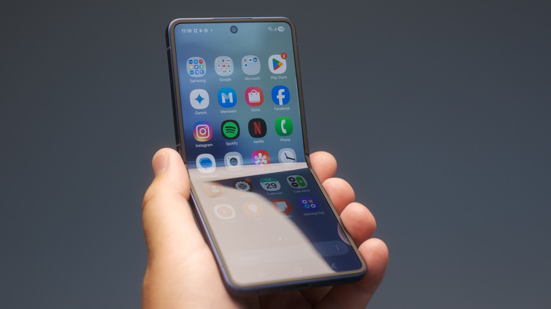 The Galaxy Z Flip 7 in hand.