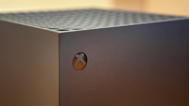 A close-up photo of the Xbox Series X console