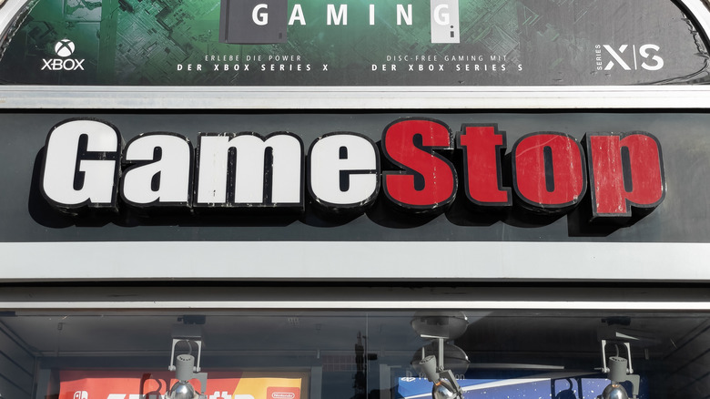 A GameStop store sign in Munich, Germany