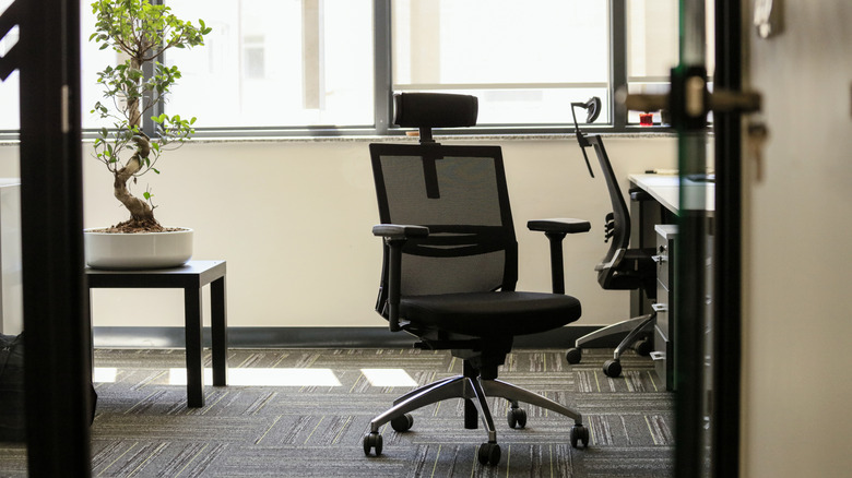 Modern office chair with a mesh back design and ergonomic shape