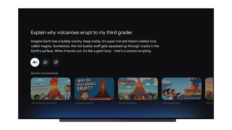 Gemini explanation for volcanoes on your Google TV