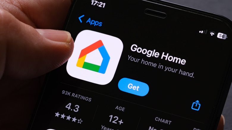 Google Home app page on smartphone