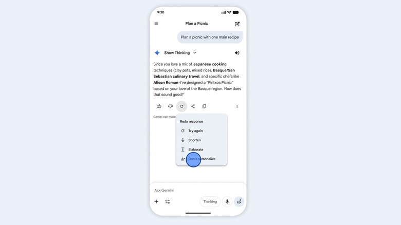 Choosing a generic Gemini response instead of personalized  one.