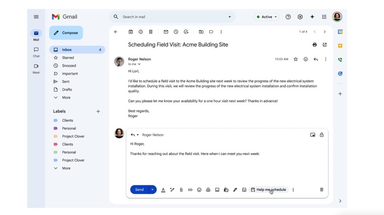 The new "Help me choose" button in Gmail