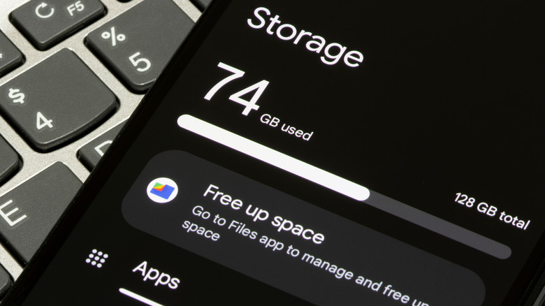 Android phone storage menu visible on screen.