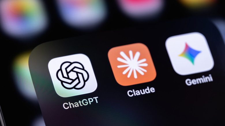 claude, chatgpt, and gemini icon logos visible on smartphone display