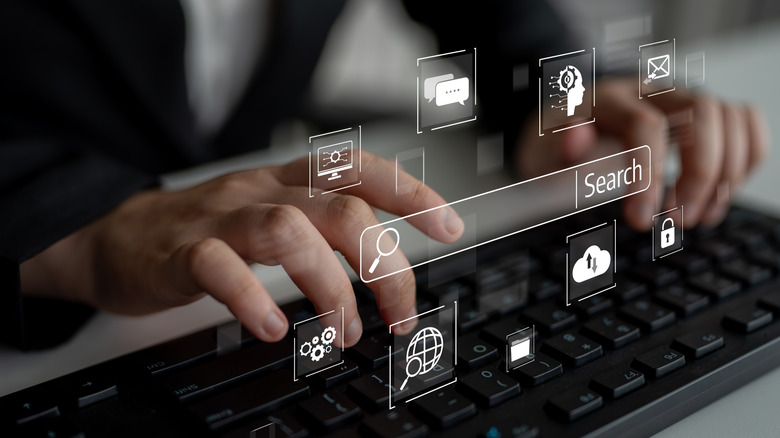 A person performing an internet search online.