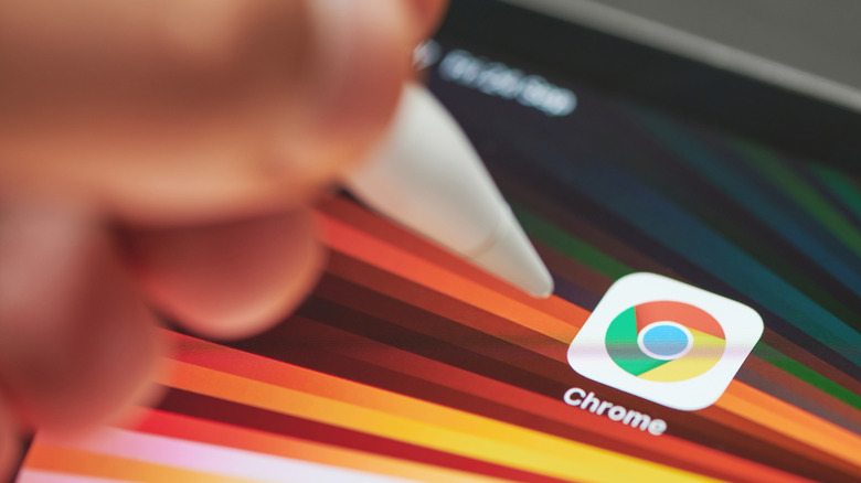 A picture of Google Chrome icon on a computer screen