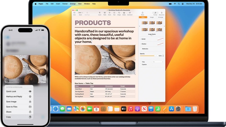 Apple universal clipboard in action on an iPhone and Macbook