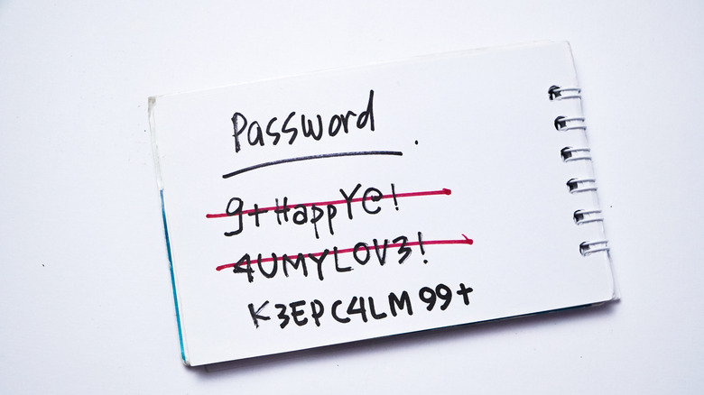 Passwords written on a notepad.