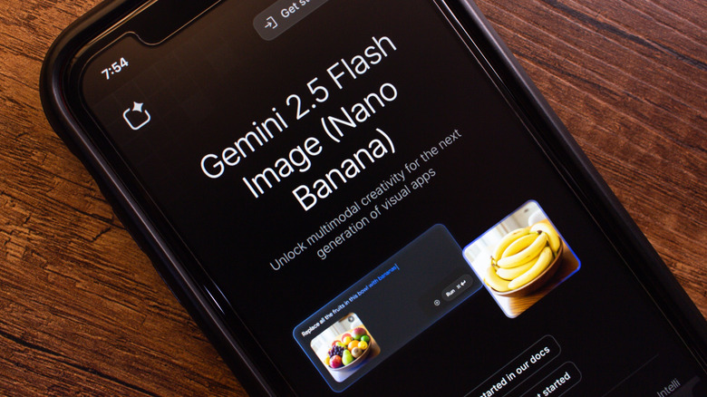 The Nano Banana product name seen on an iPhone.
