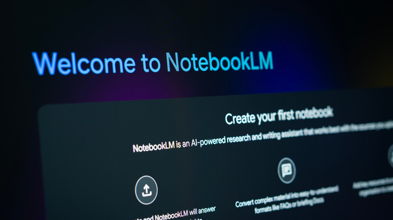 the start page of Google Notebook LM