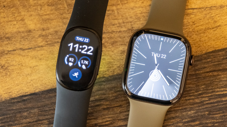 Google Fitbit Edge next to the Apple Watch Series 12