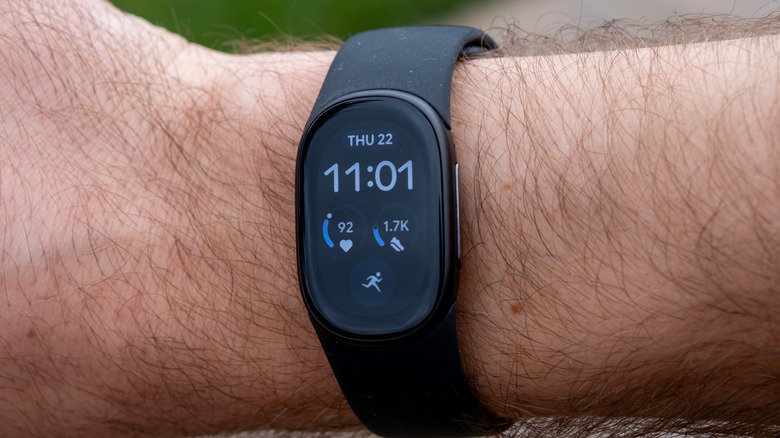 Google Fitbit Edge on a wrist