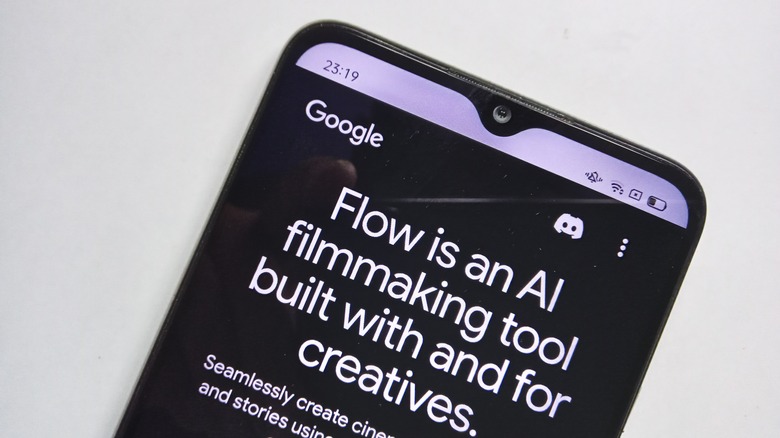 The Google Flow website loaded on a smartphone.