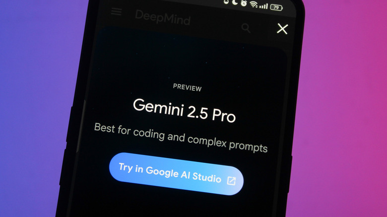 A phone showing the Gemini 2.5 Pro logo