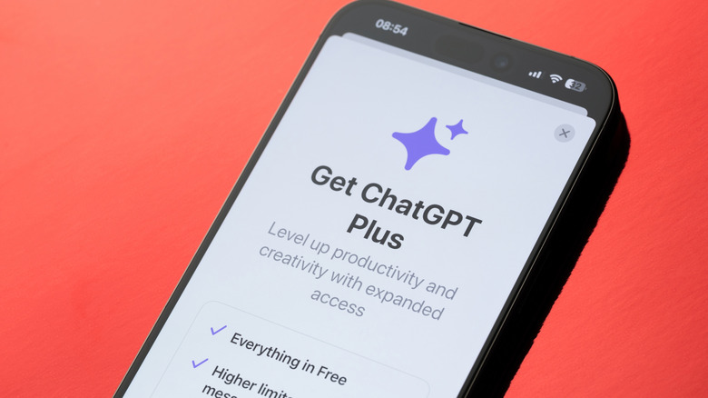 A phone showing the Get ChatGPT Plus screen