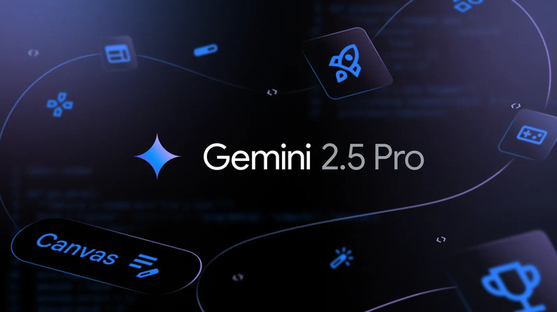 Google Gemini 2.5 Pro logo with app logos in background