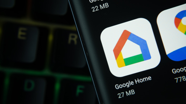 close-up smartphone screen showing google home app icon