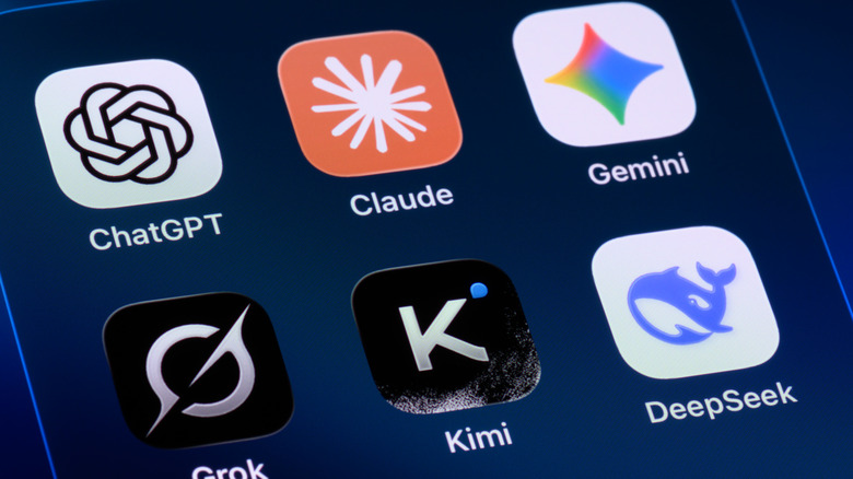 AI apps icons on a smartphone including ChatGPT, Claude, and Gemini