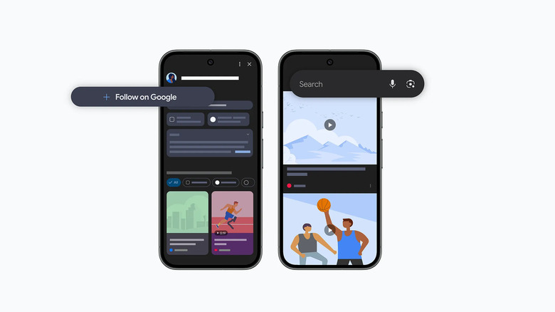 Google discover concept showing following on Google option