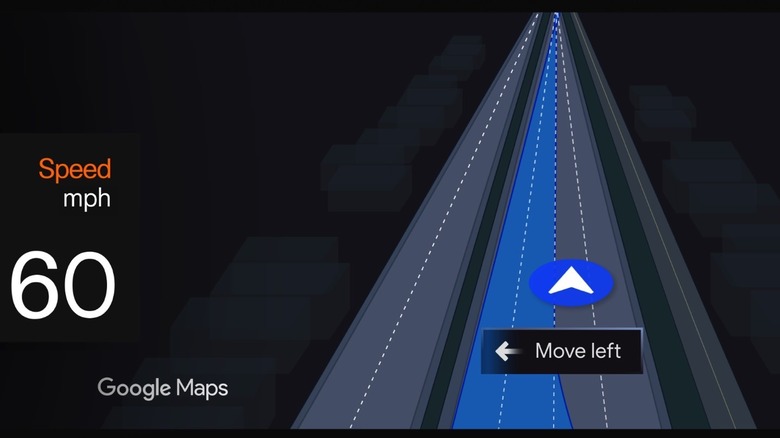 A Google Maps example shows the live lane guidance feature on a Polestar 4.