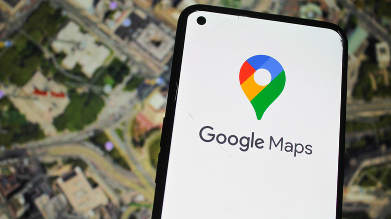 Google Maps logo on an Android phone.