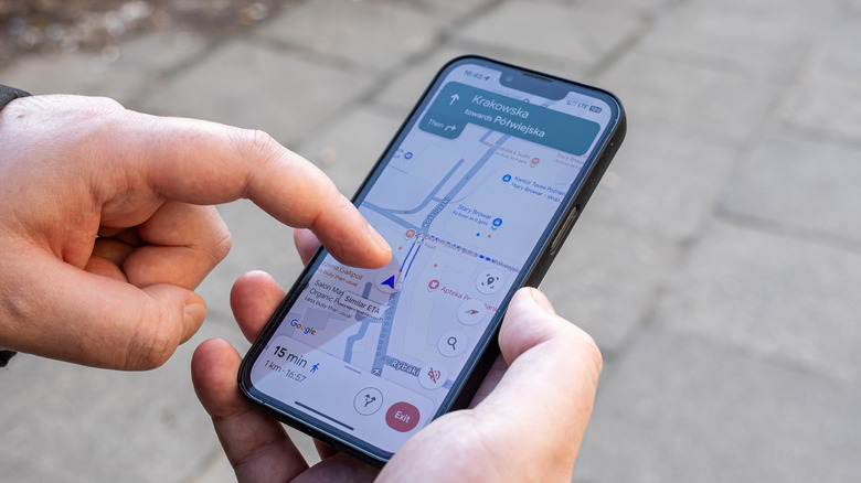 Google Maps app open an a phone screen